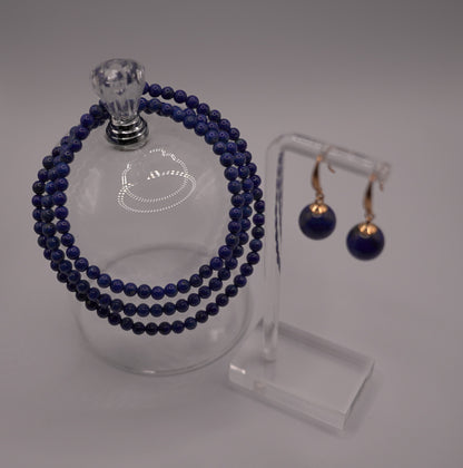 Natural Lapis Lazuli 2- piece Set Bead Necklace and Bracelet