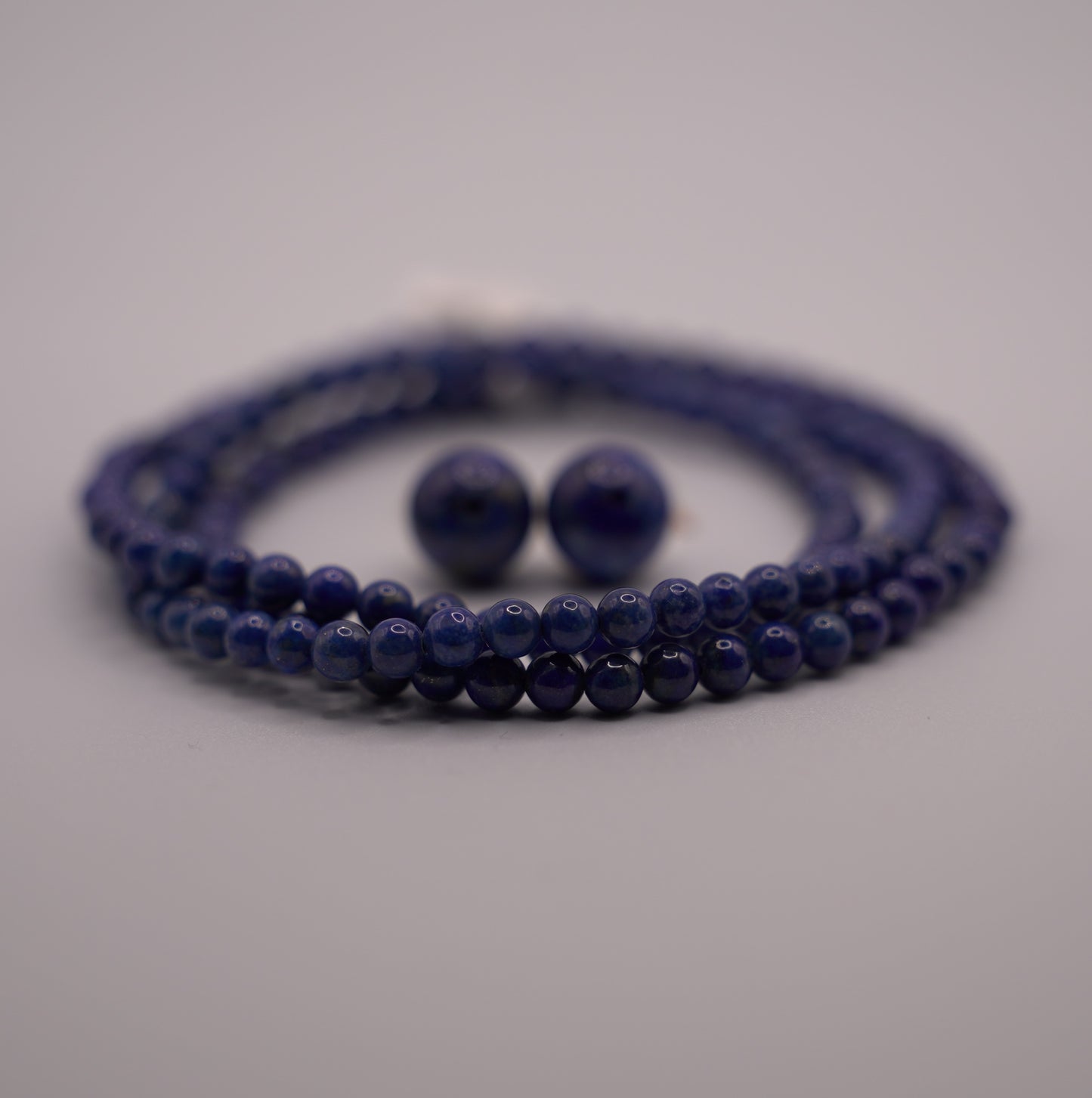 Natural Lapis Lazuli 2- piece Set Bead Necklace and Bracelet