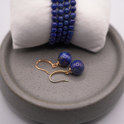 Natural Lapis Lazuli 2- piece Set Bead Necklace and Bracelet