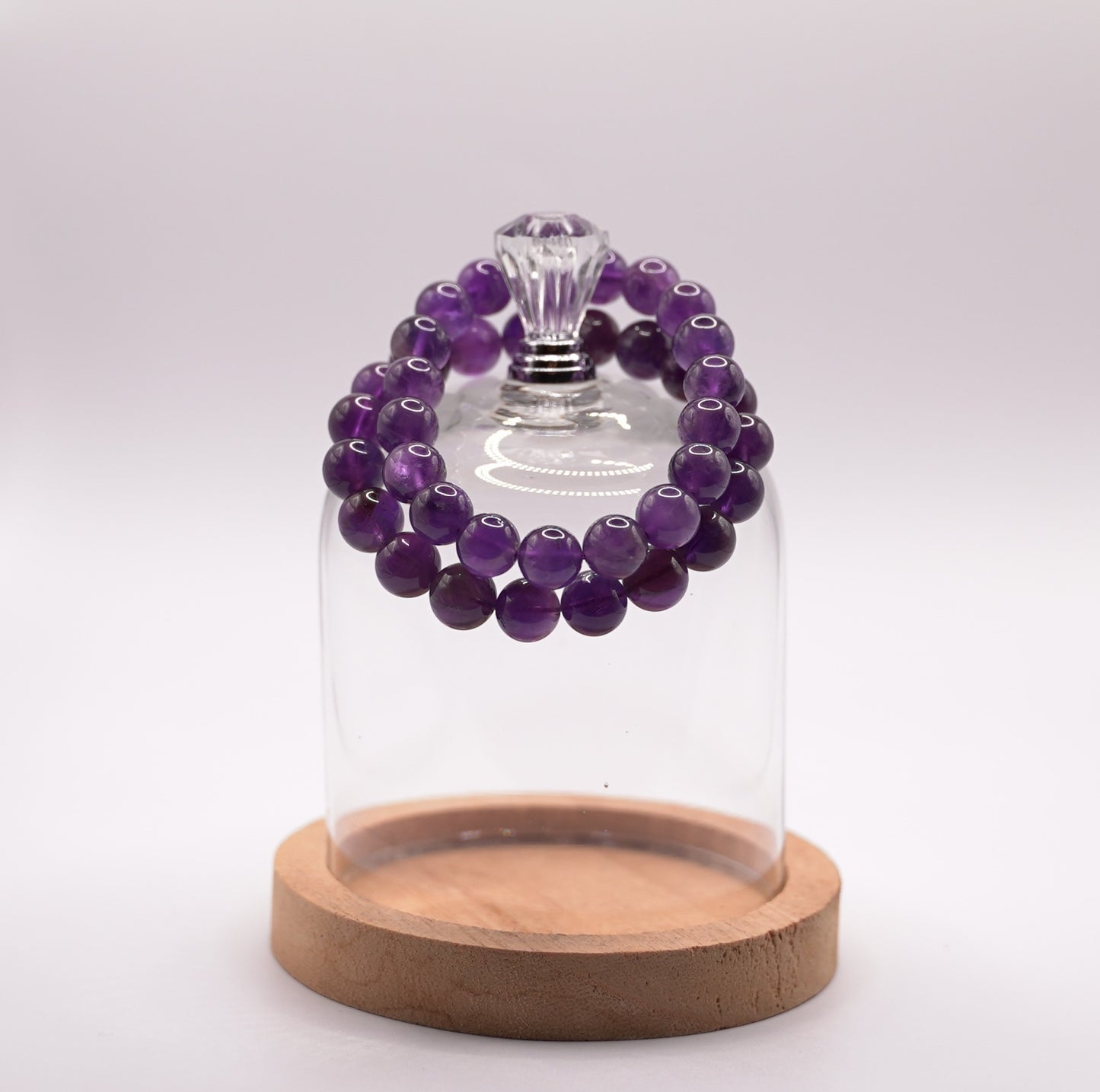 2-piece Natural Amethyst Bead Bracelet