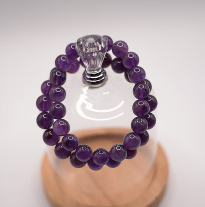 2-piece Natural Amethyst Bead Bracelet