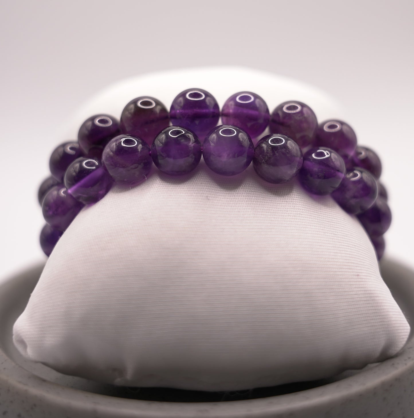 2-piece Natural Amethyst Bead Bracelet