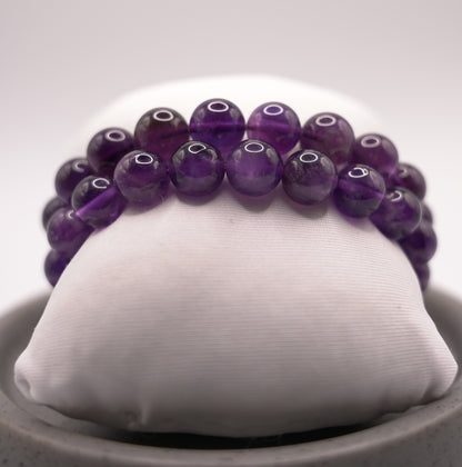 2-piece Natural Amethyst Bead Bracelet