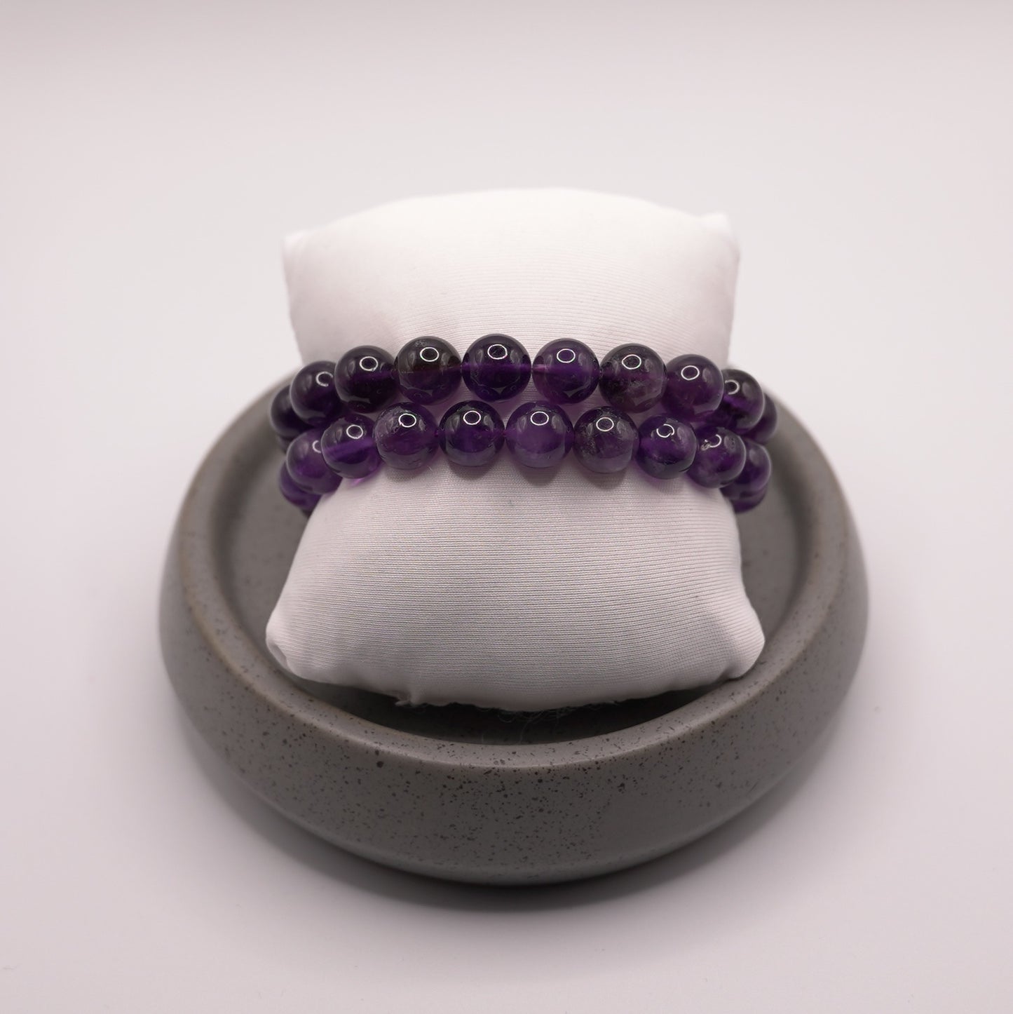 2-piece Natural Amethyst Bead Bracelet