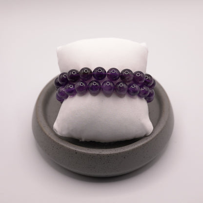 2-piece Natural Amethyst Bead Bracelet