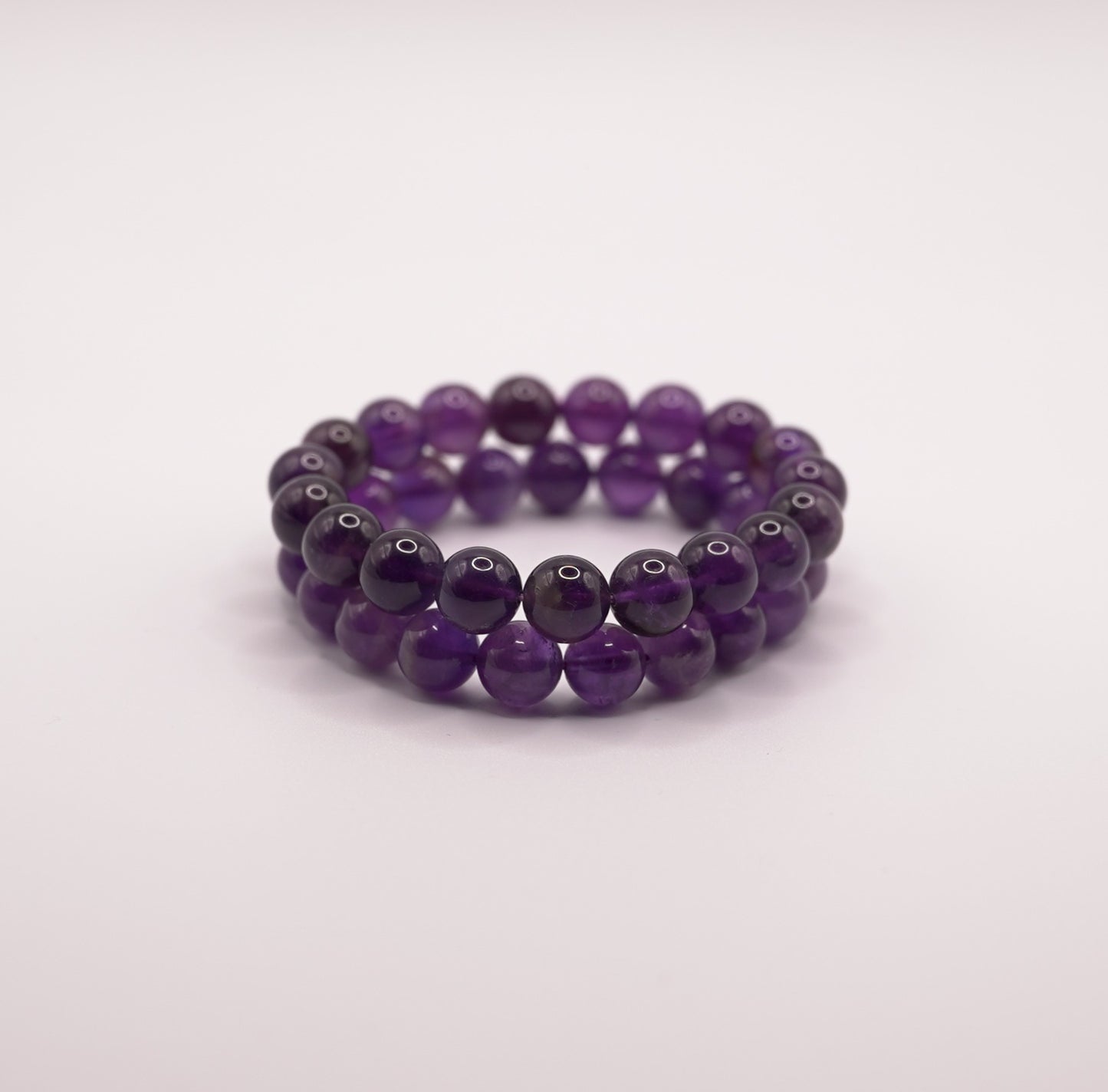 2-piece Natural Amethyst Bead Bracelet