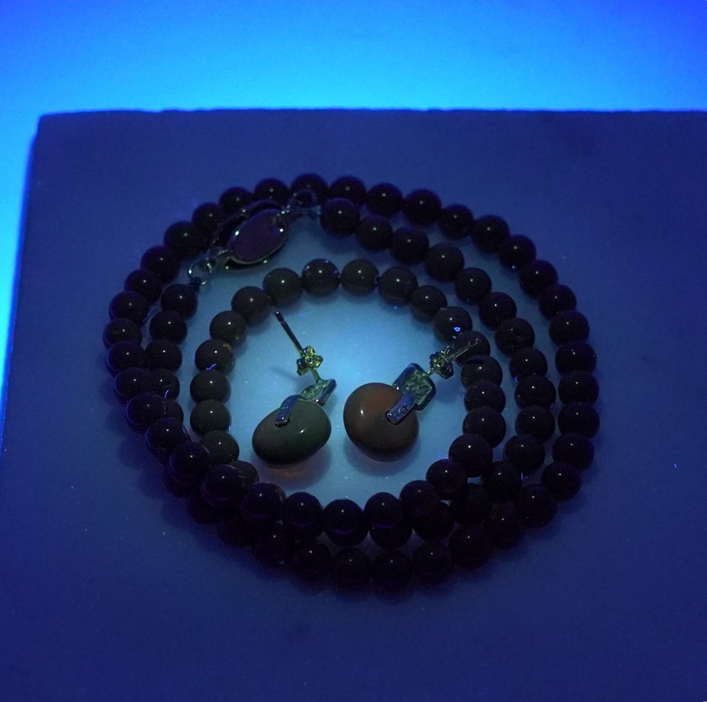 2pc Set - Deep Red Burmese Amber - Earrings and Necklace