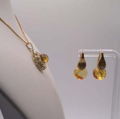 2pc Set - Burmese Honey Amber - Necklace and Earrings
