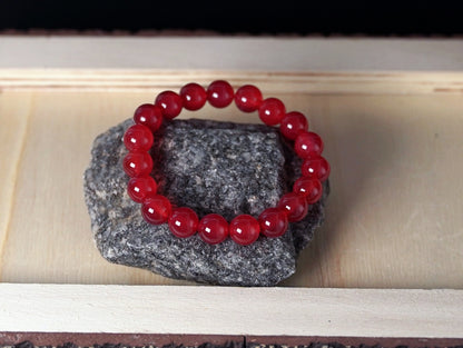2-pc Set - Icy South Red Agate (Nanhong) - Bracelet and Necklace Bead