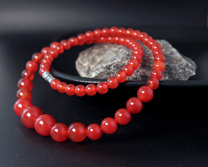 2-pc Set - Icy South Red Agate (Nanhong) - Bracelet and Necklace Bead