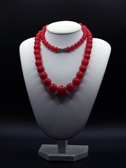 Natural South Red Agate Necklace – Polished Round Gemstone Beads, Healing Energy Jewelry