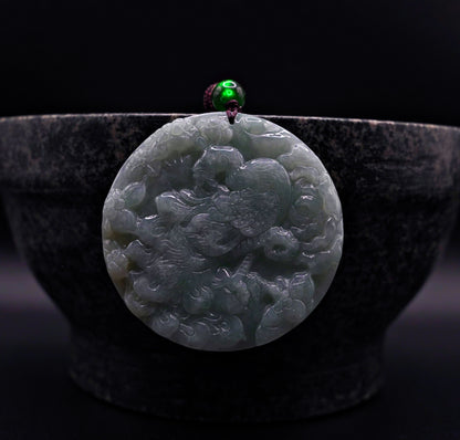 Phoenix Jadeite Pendant - Handcrafted Green Jadeite -  Symbol of Rebirth & Grace