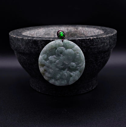 Phoenix Jadeite Pendant - Handcrafted Green Jadeite -  Symbol of Rebirth & Grace