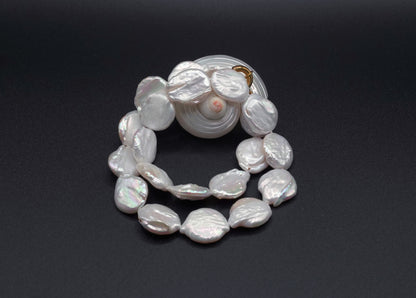 Pinkish-White Keshi Pearl Necklace -  Irregular Flat Pearls - Organic Luxury