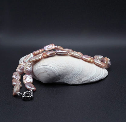 Shimmer Keshi Pearl Necklace - Irregular Baroque Pearls - Elegant Natural Jewelry