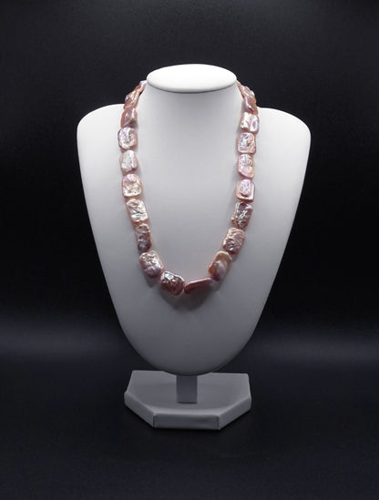 Shimmer Keshi Pearl Necklace - Irregular Baroque Pearls - Elegant Natural Jewelry