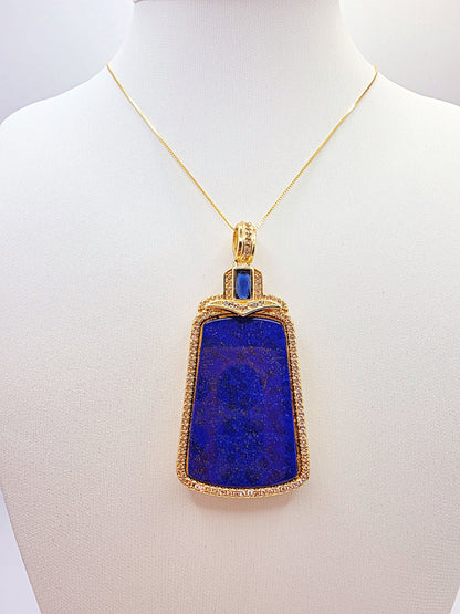 Certified Natural Lapis Lazuli Square Pendant
