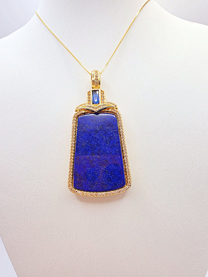 Certified Natural Lapis Lazuli Square Pendant