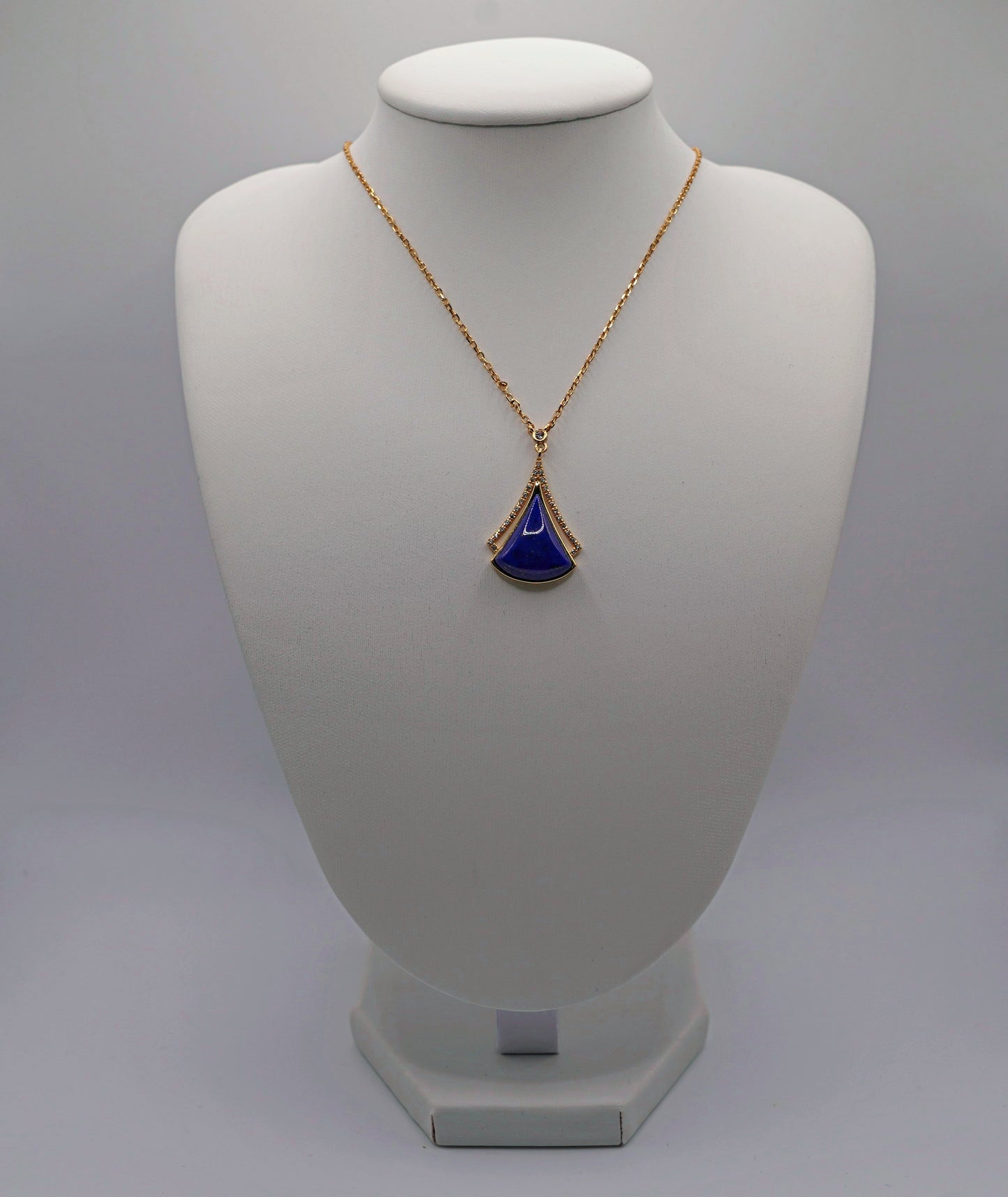 Lapislazuli Fan-shape Design Pendant - Certified Natural