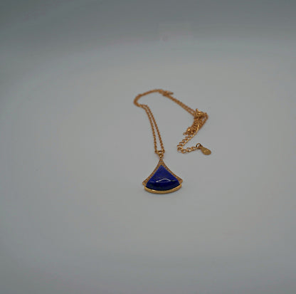 Lapislazuli Fan-shape Design Pendant - Certified Natural