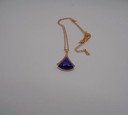 Lapislazuli Fan-shape Design Pendant - Certified Natural