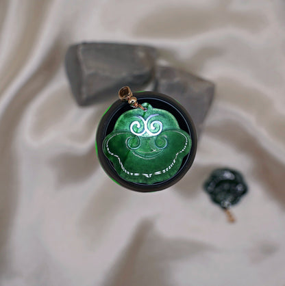 Twin Ruyi Guatemalan Jadeite Pendants  - Natural Jade  Symbol of Fortune & Harmony