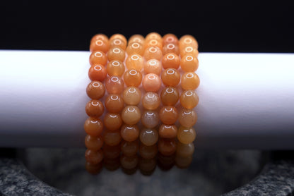 Natural Yellow Jade Bracelet Stack – Polished Round Beads, Healing Crystal Jewelry