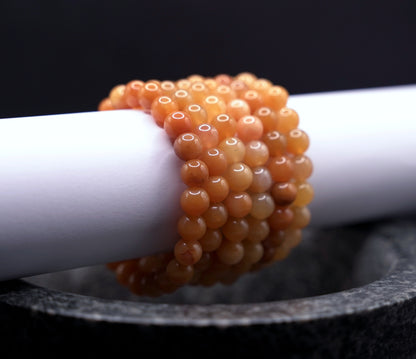 Natural Yellow Jade Bracelet Stack – Polished Round Beads, Healing Crystal Jewelry