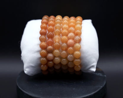Natural Yellow Jade Bracelet Stack – Polished Round Beads, Healing Crystal Jewelry